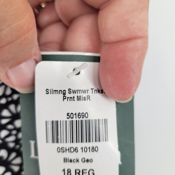 L.L. Bean Black and White Patterned Slimming Swimsuit Sunblocking Size 18 - Picture 2 of 8